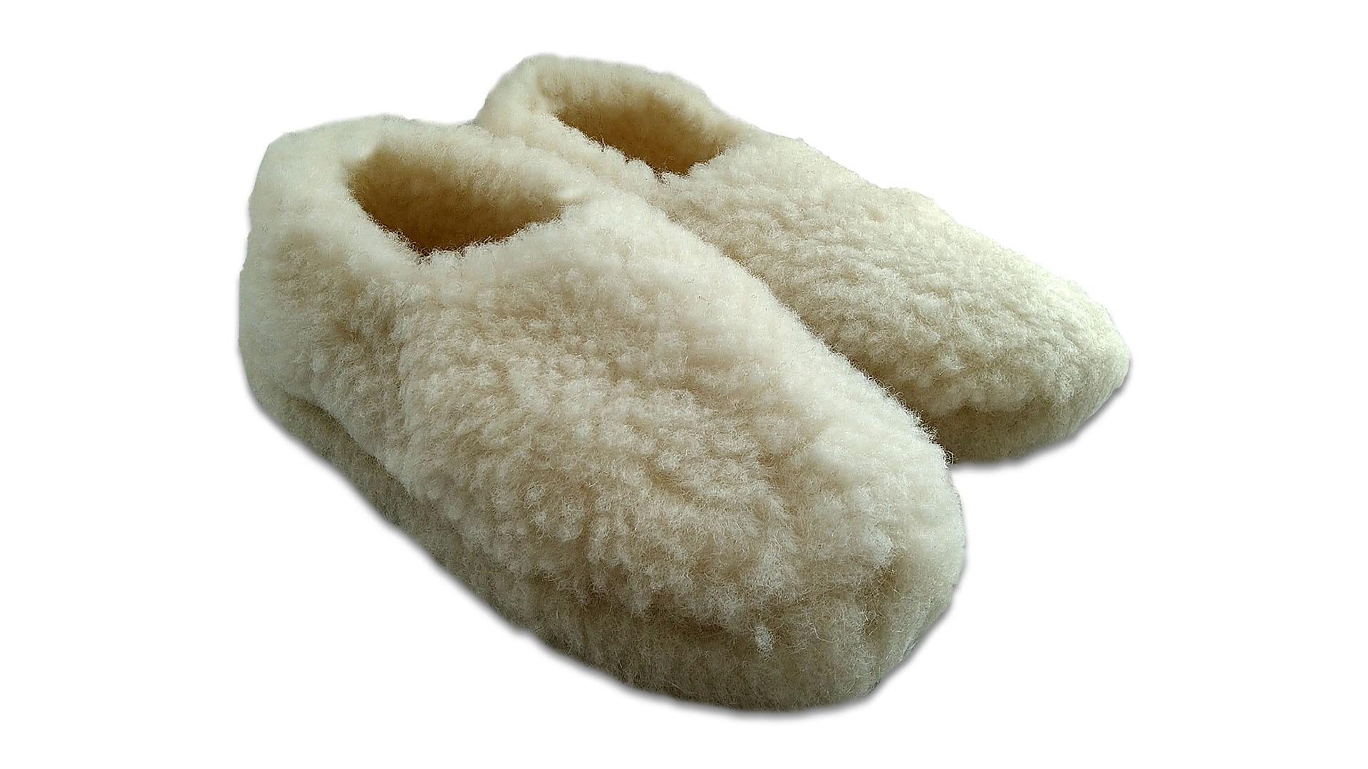 Kapcie Wełniane Całe Ecru