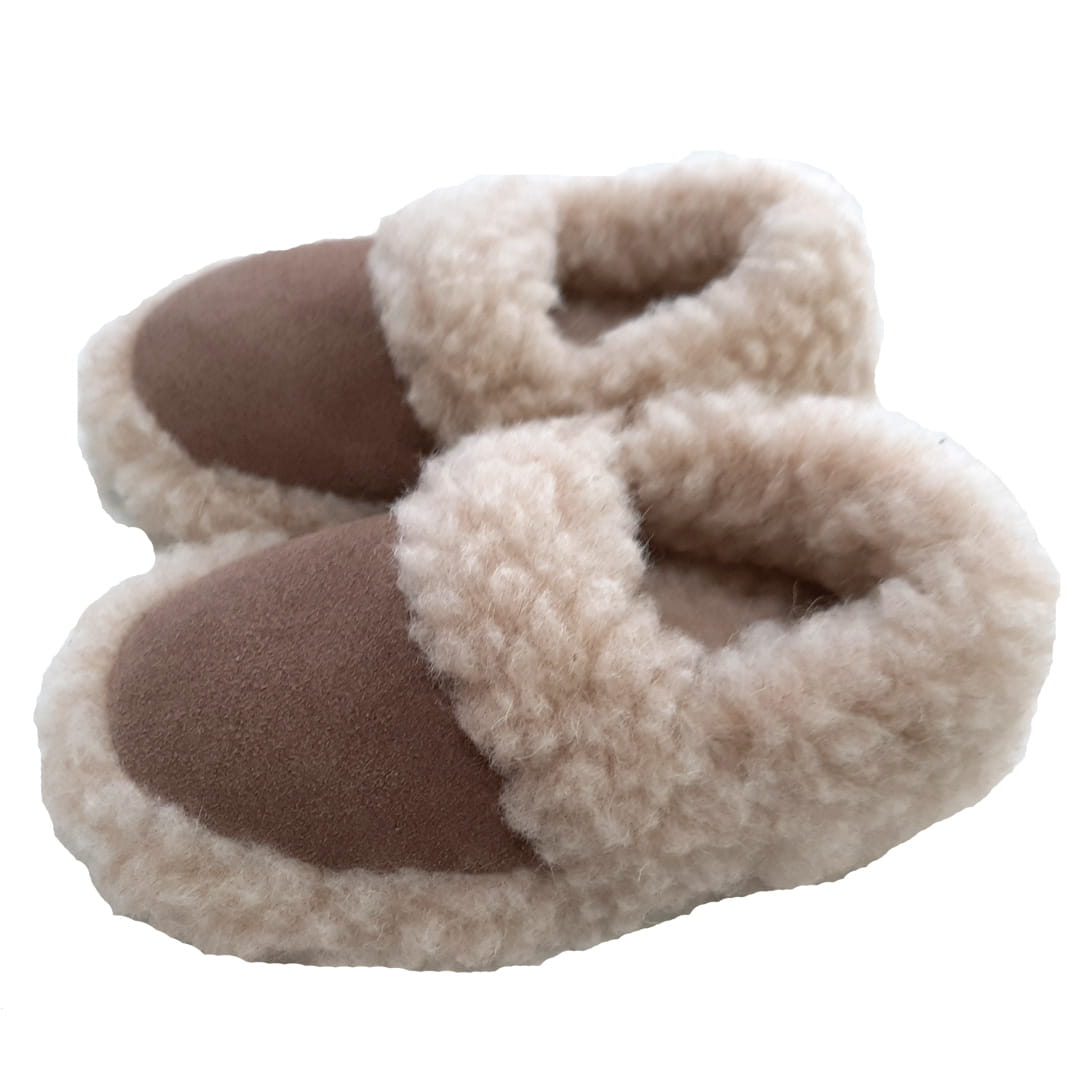 Kapcie Wełniane Pełne Beżowe Dziecięce