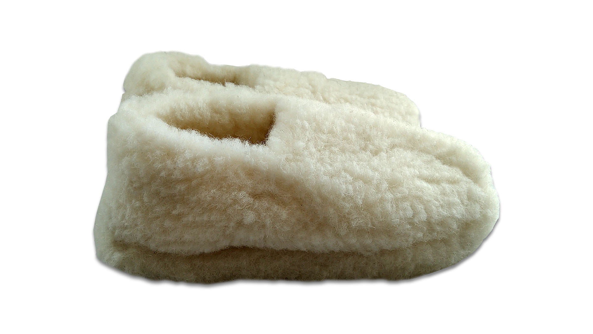 Kapcie Wełniane Całe Ecru - obrazek 2